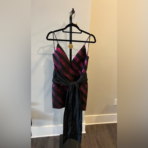 REBECCA VALLANCE Adaline metallic striped jacquard mini dress - Picture 3 of 9